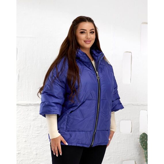 Женский теплый жилет с рукавами 3/4 цвет электрик, Цвет: Синий, Размер: 50, изображение 5