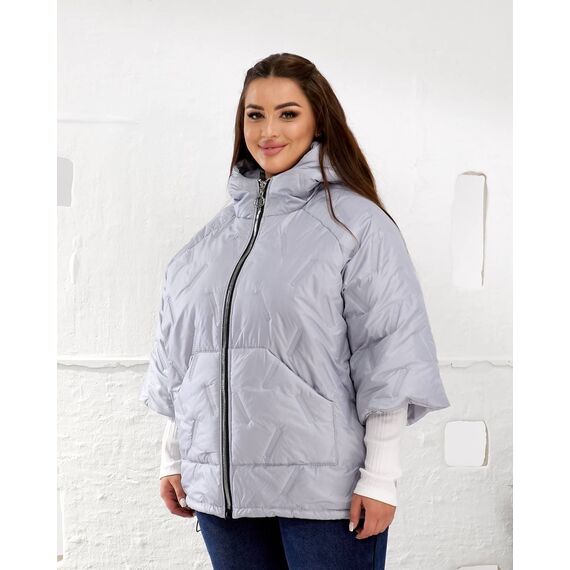 Женский теплый жилет с рукавами 3/4 цвет светло-серый, Цвет: Светло-серый, Размер: 50, изображение 7