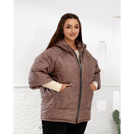 Женский теплый жилет с рукавами 3/4 цвет мокко, Цвет: Темно-бежевый, Размер: 50, изображение 9