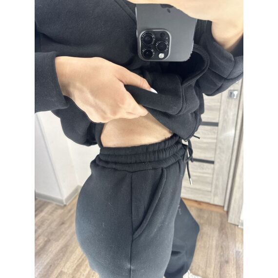 Женский теплый костюм двойка цвет черный, Цвет: Черный, Размер: 54, изображение 3