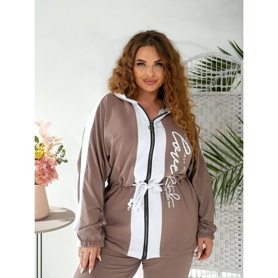 Женский прогулочный костюм цвета мокко, Цвет: Темно-бежевый, Размер: 48, изображение 7