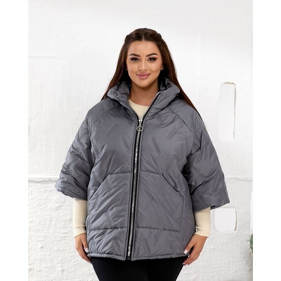Женский теплый жилет с рукавами 3/4 цвет графит, Цвет: Графитовый, Размер: 50, изображение 3