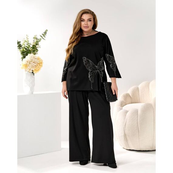 Женский трикотажный костюм двойка цвет черный, Цвет: Черный, Размер: 48, изображение 9