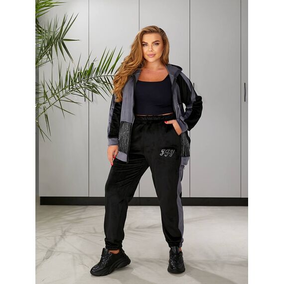 Женский пргулочный костюм двойка цвет графит-черный, Цвет: Графитовый, Размер: 48, изображение 5