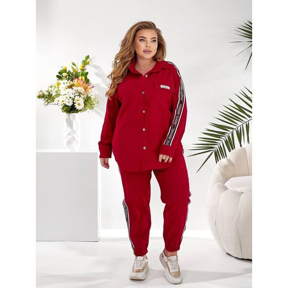 Женский прогулочный костюм красного цвета, Цвет: Красный, Размер: 48, изображение 7