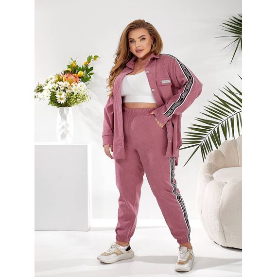 Женский прогулочный костюм цвета фрез, Цвет: Розовый, Размер: 48, изображение 3