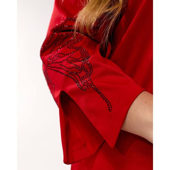 Женский трикотажный костюм двойка цвет красный-черный, Цвет: Красный, Размер: 48, изображение 9