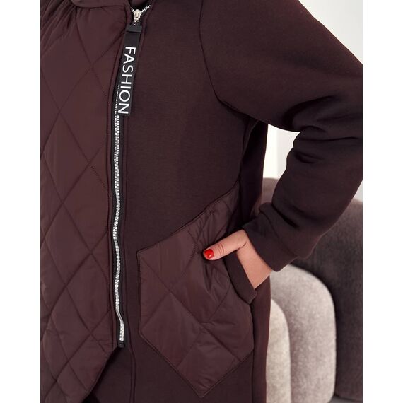 Женский демисезонный теплый кардиган цвета шоколад, Цвет: Коричневый, Размер: 48, изображение 2