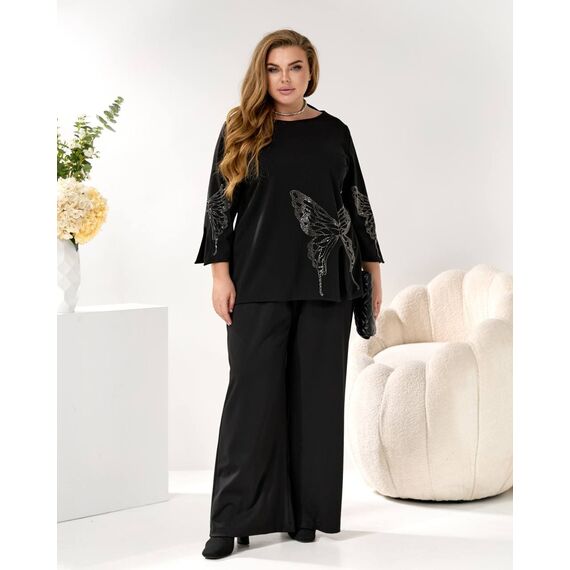 Женский трикотажный костюм двойка цвет черный, Цвет: Черный, Размер: 48, изображение 10