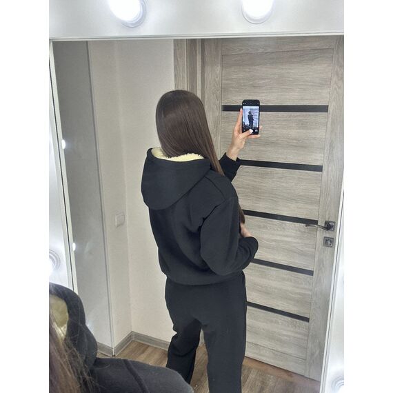 Женский теплый костюм двойка цвет черный, Цвет: Черный, Размер: 54, изображение 2