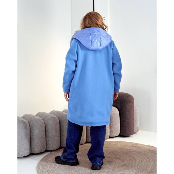 Женский демисезонный теплый кардиган синего цвета, Цвет: Синий, Размер: 52, изображение 2