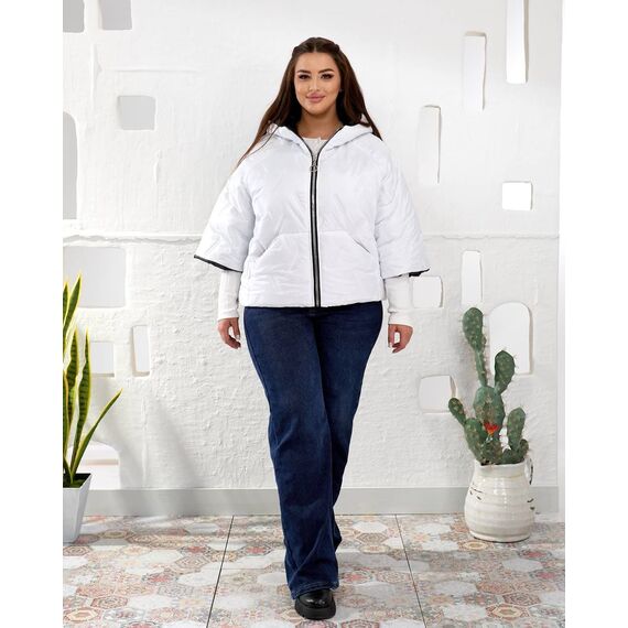 Женский теплый жилет с рукавами 3/4 цвет белый, Цвет: Белый, Размер: 58, изображение 8