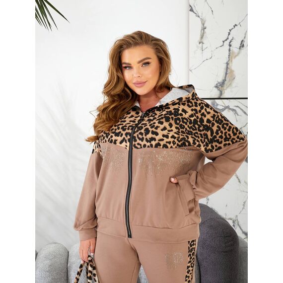 Женский прогулочный костюм бежевого цвета, Цвет: Бежевый, Размер: 48, изображение 6