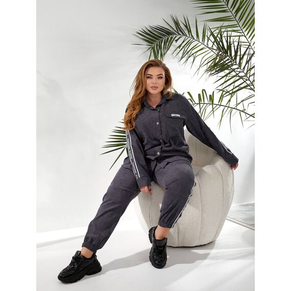 Женский прогулочный костюм графитового цвета, Цвет: Серый, Размер: 48, изображение 3