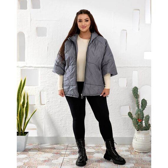 Женский теплый жилет с рукавами 3/4 цвет графит, Цвет: Графитовый, Размер: 50