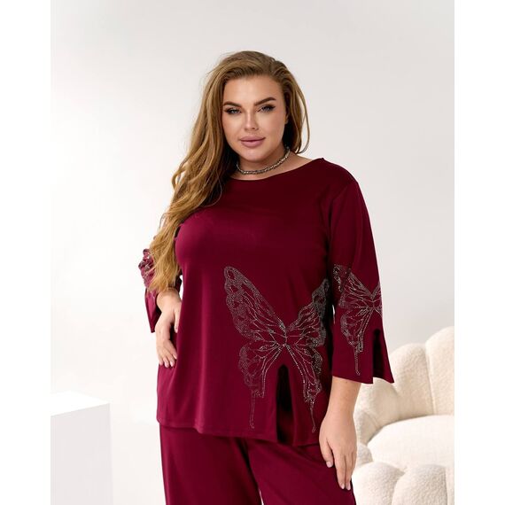 Женский трикотажный костюм двойка цвет бордовый, Цвет: Бордовый, Размер: 48, изображение 7