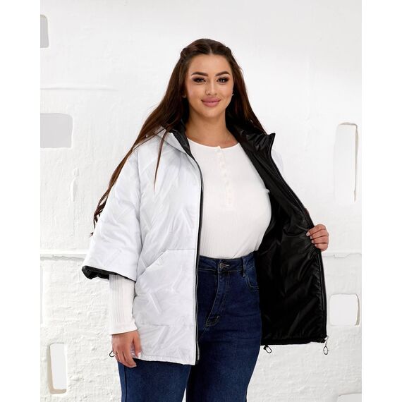Женский теплый жилет с рукавами 3/4 цвет белый, Цвет: Белый, Размер: 58, изображение 2