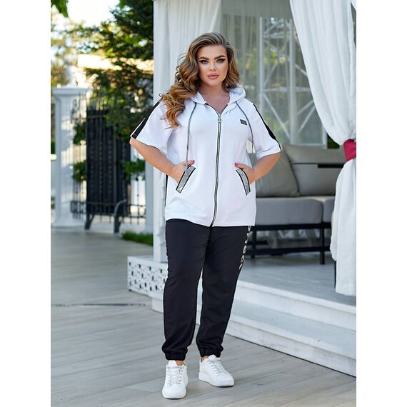 Женский прогулочный костюм двойка цвет белый, Цвет: Белый, Размер: 48