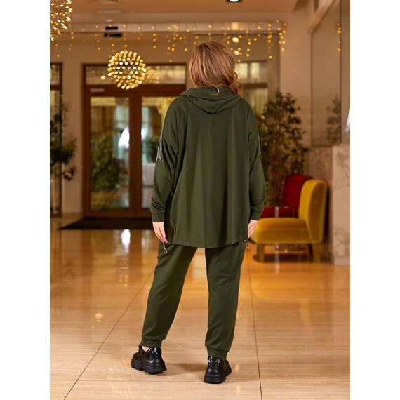 Женский спортивный костюм цвет хаки, Цвет: Хаки, Размер: 56, изображение 4