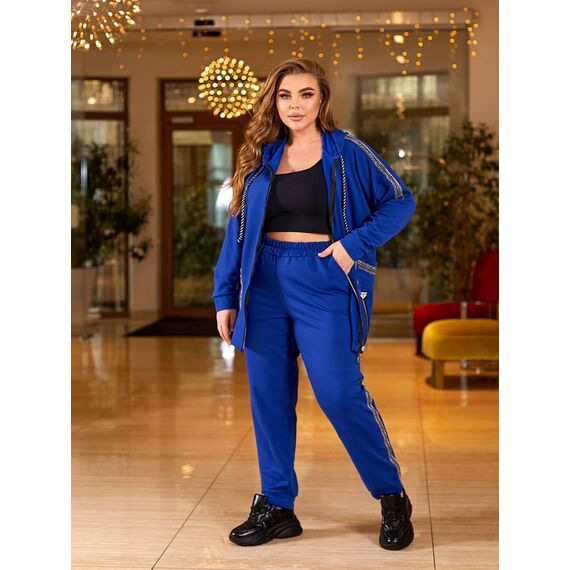 Женский спортивный костюм цвет электрик, Цвет: Темно-синий, Размер: 52, изображение 3