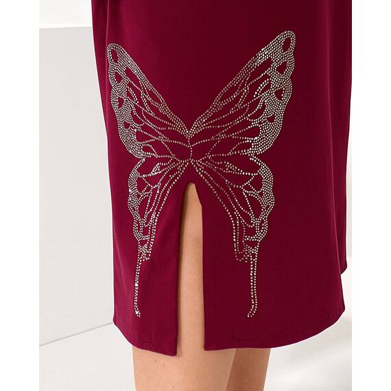 Женское трикотажное платье миди свободного кроя цвет бордо, Цвет: Бордовый, Размер: 48, изображение 8