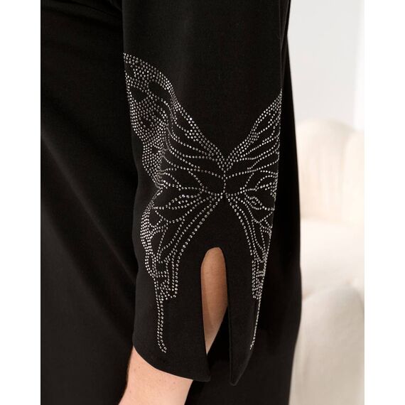 Женское трикотажное платье миди свободного кроя цвет черный, Цвет: Черный, Размер: 48, изображение 8