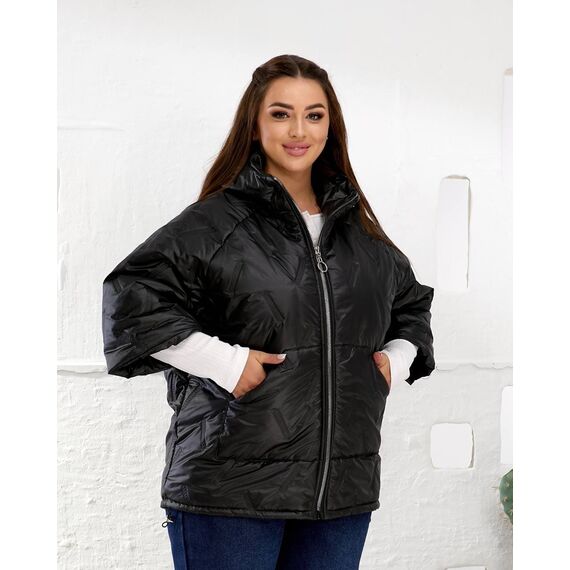 Женский теплый жилет с рукавами 3/4 цвет черный, Цвет: Черный, Размер: 50, изображение 8