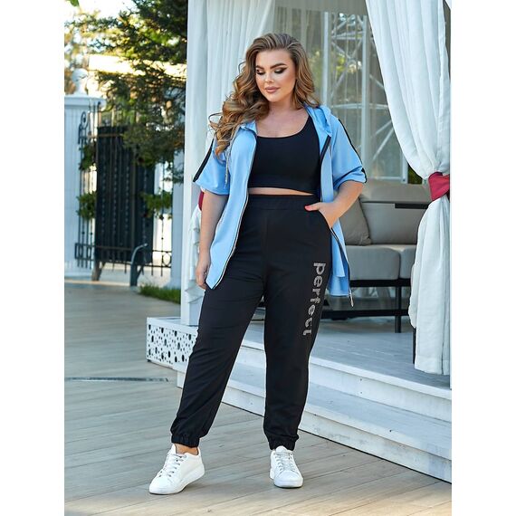 Женский прогулочный костюм двойка цвет голубой, Цвет: Голубой, Размер: 48, изображение 7