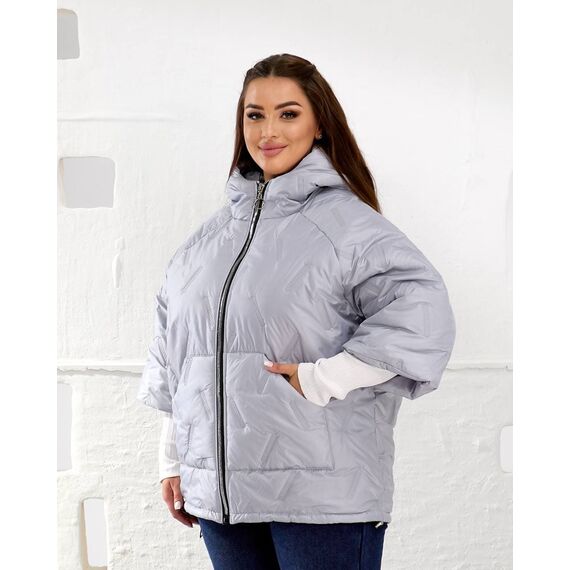 Женский теплый жилет с рукавами 3/4 цвет светло-серый, Цвет: Светло-серый, Размер: 50, изображение 6