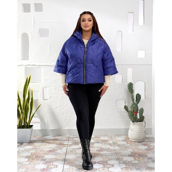 Женский теплый жилет с рукавами 3/4 цвет электрик, Цвет: Синий, Размер: 50, изображение 2