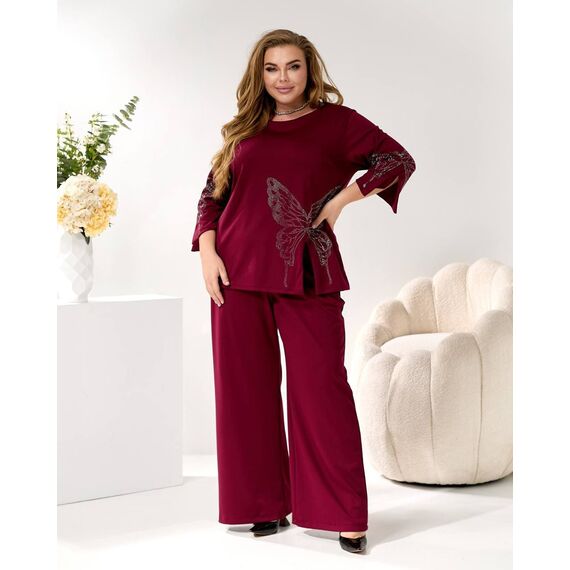 Женский трикотажный костюм двойка цвет бордовый, Цвет: Бордовый, Размер: 48, изображение 2