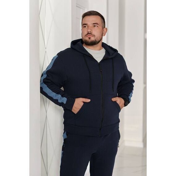 Мужской теплый костюм на флисе синего цвета, Цвет: Синий, Размер: 52, изображение 2