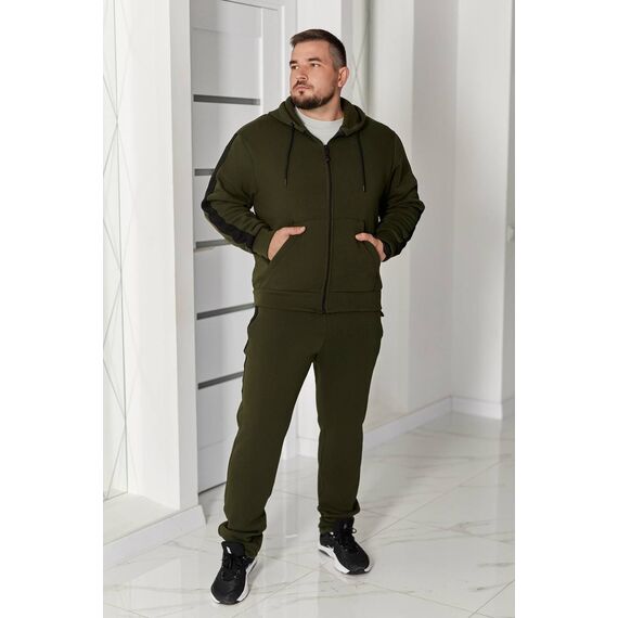 Мужской теплый костюм на флисе цвета хаки, Цвет: Хаки, Размер: 58