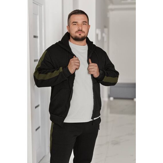 Мужской теплый костюм на флисе черного цвета, Цвет: Черный, Размер: 52, изображение 3