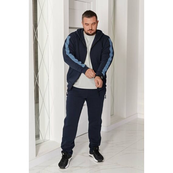 Мужской теплый костюм на флисе синего цвета, Цвет: Синий, Размер: 52, изображение 3