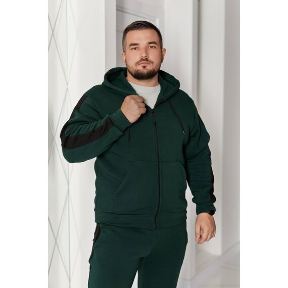 Мужской теплый костюм на флисе изумрудного цвета, Цвет: Изумрудный, Размер: 50, изображение 2