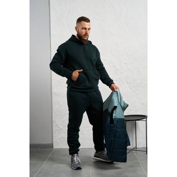 Мужской теплый костюм тройка изумрудного цвета, Цвет: Изумрудный, Размер: 52, изображение 3