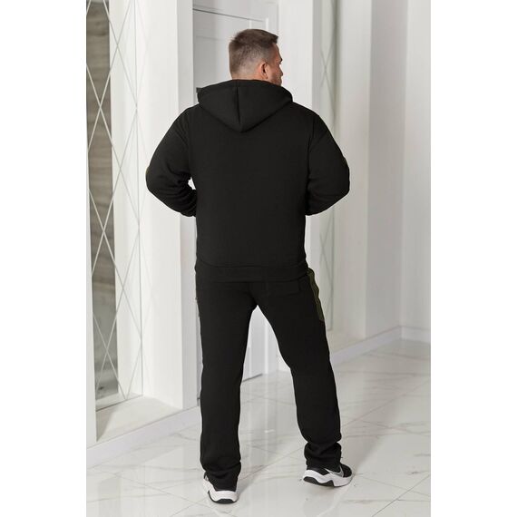 Мужской теплый костюм на флисе черного цвета, Цвет: Черный, Размер: 52, изображение 2