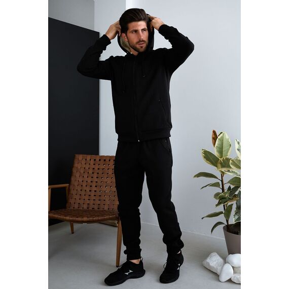 Мужской теплый спортивный костюм цвет черный, Цвет: Черный, Размер: 54, изображение 3