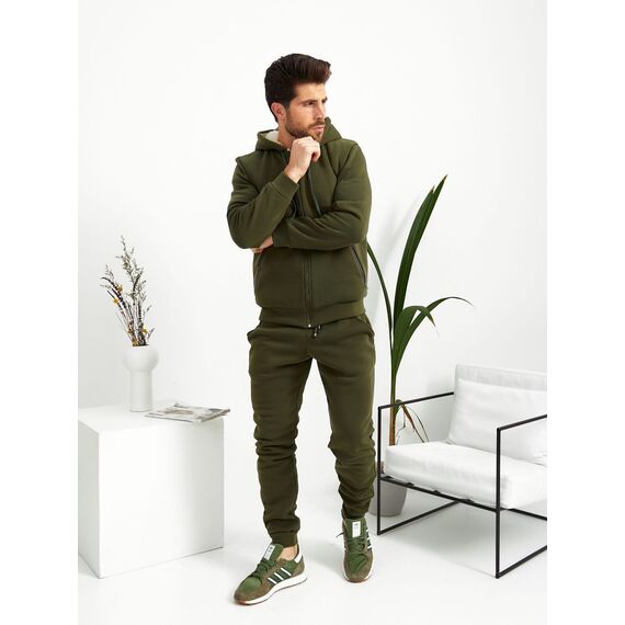 Мужской теплый спортивный костюм цвет хаки, Цвет: Хаки, Размер: 44, изображение 2