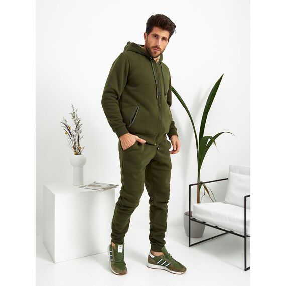 Мужской теплый спортивный костюм цвет хаки, Цвет: Хаки, Размер: 44, изображение 7