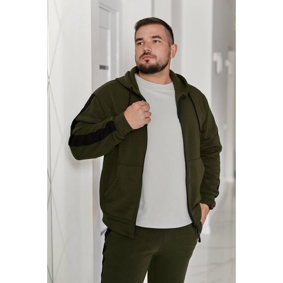 Мужской теплый костюм на флисе цвета хаки, Цвет: Хаки, Размер: 58, изображение 3