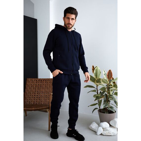 Мужской теплый спортивный костюм цвет темно-синий, Цвет: Темно-синий, Размер: 52