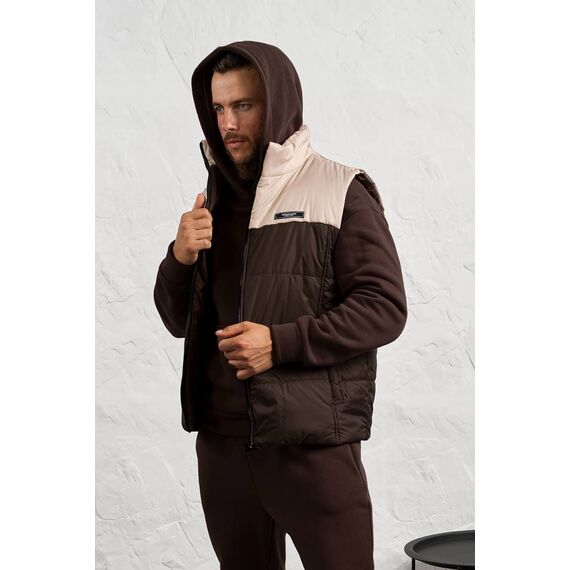 Мужской теплый костюм тройка цвета шоколад, Цвет: Коричневый, Размер: 54, изображение 3