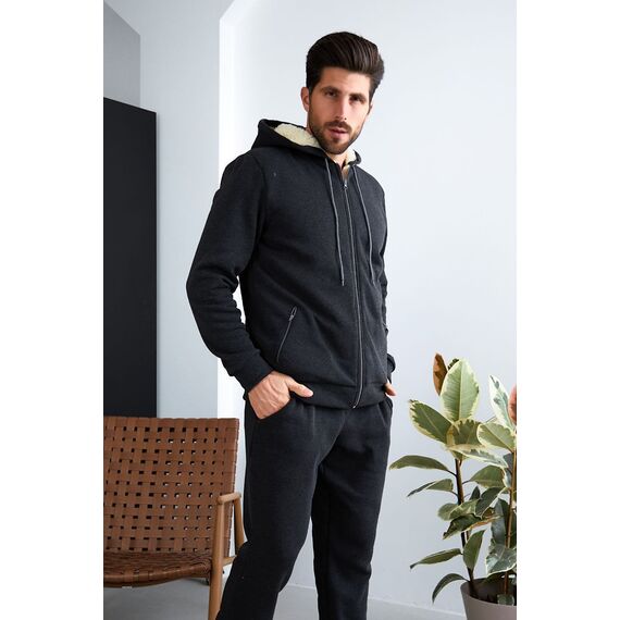 Мужской теплый спортивный костюм цвет антрацит, Цвет: Серый, Размер: 52, изображение 4