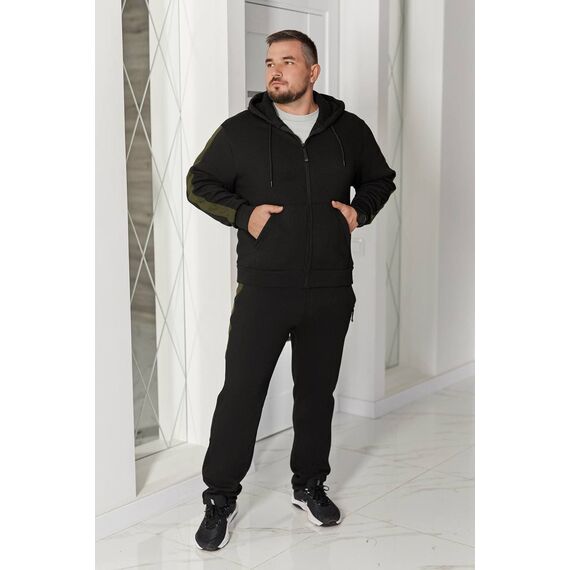 Мужской теплый костюм на флисе черного цвета, Цвет: Черный, Размер: 52