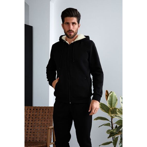 Мужской теплый спортивный костюм цвет черный, Цвет: Черный, Размер: 54, изображение 2