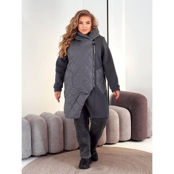 Жіночий демісезонний теплий кардиган сірого кольору, Колір: Сірий, Розмір: 48