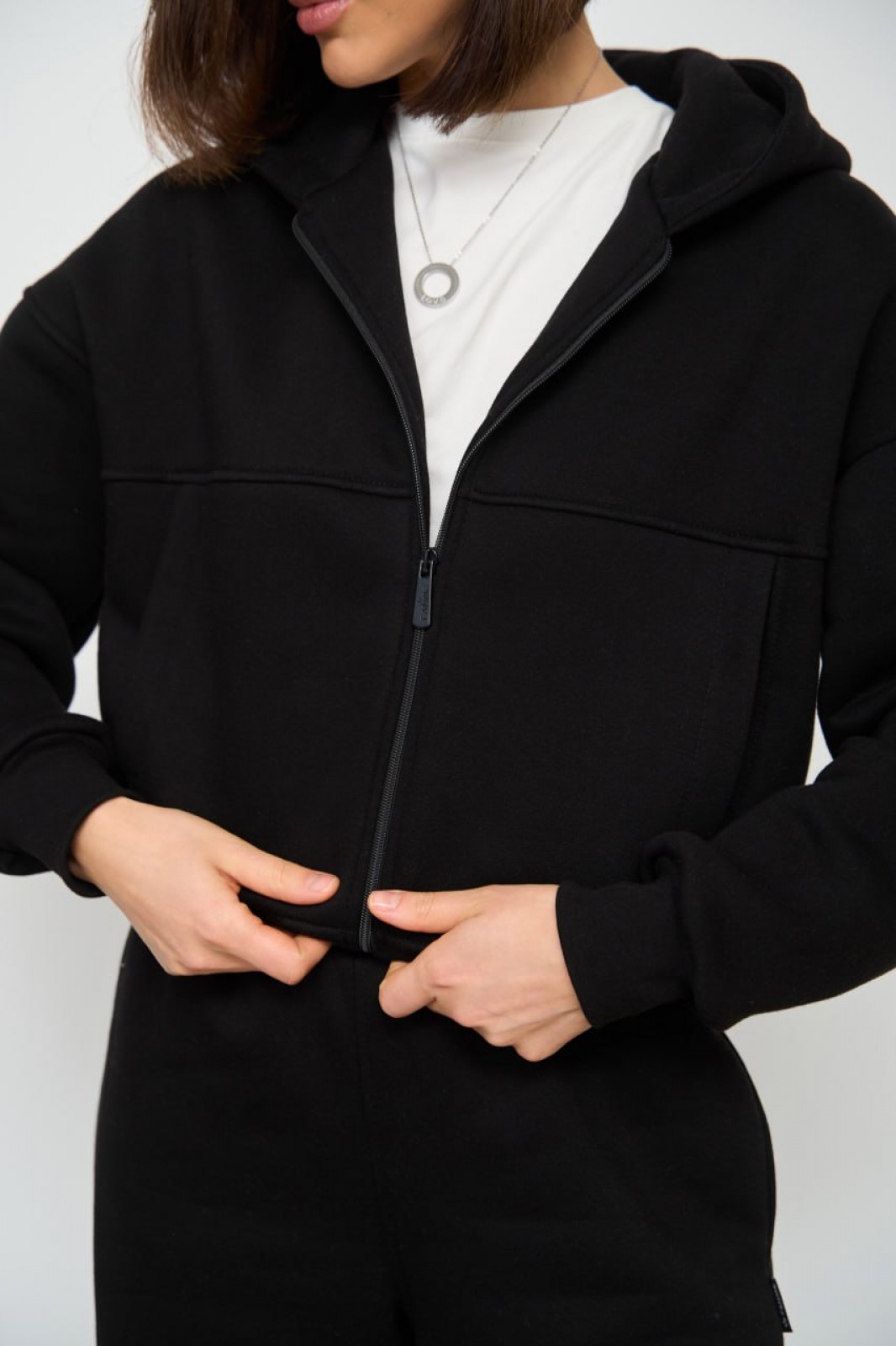 Жіночий костюм двійка з брюками палаццо колір чорний р.XL 449556