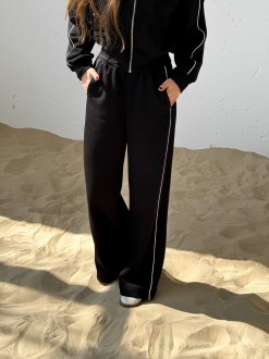 Жіночий костюм з брюками палаццо колір чорний р.42/44 454397